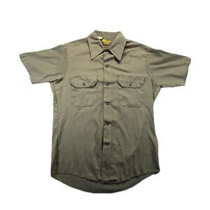 WASHINGTON DEE CEE Short Sleeve mechanic work shirt Vintage 70s USA Army Green